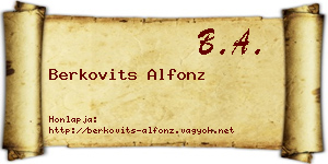 Berkovits Alfonz névjegykártya